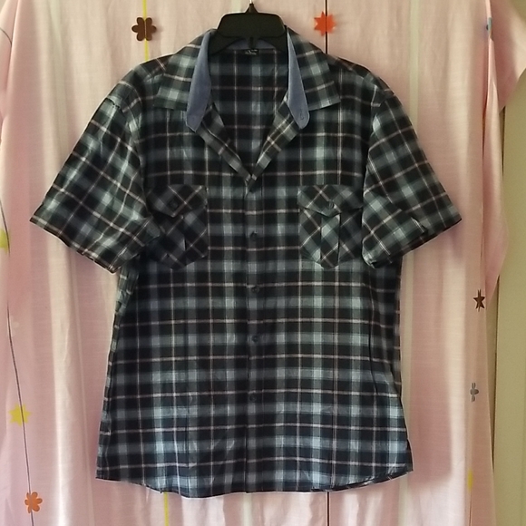 Navy Checkered Casual Shirt for Men - Picture 1 of 4